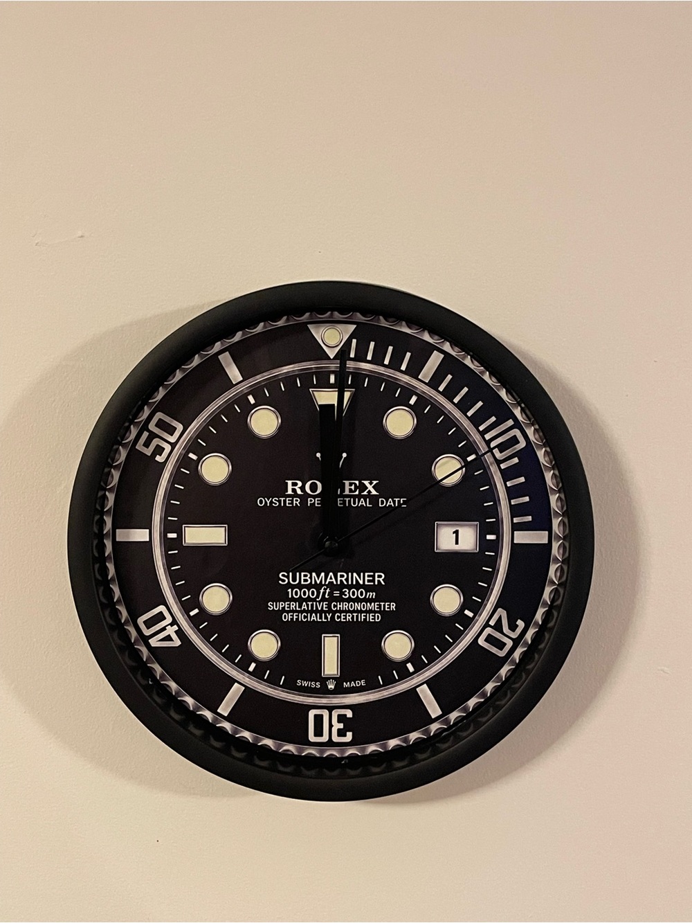 Rolex Submariner Wall Clock – Black and White Dial